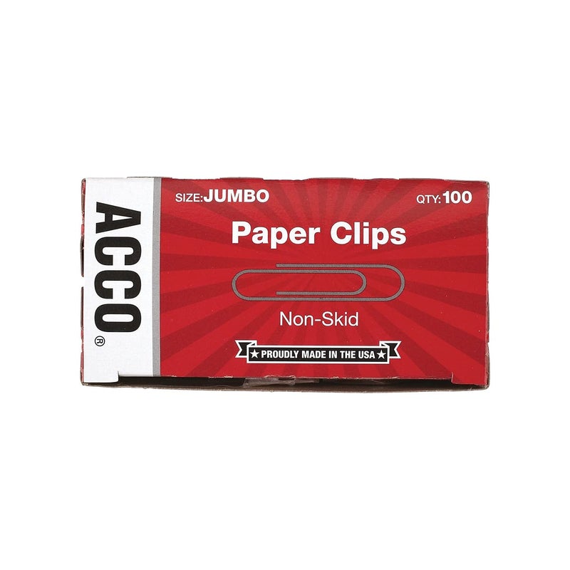 ACCO Brands ACCO Non-Skid Paper Clips, No.4 Jumbo Size, Silver, Box of 100 Clips, 1 Box (72585) - Image 3